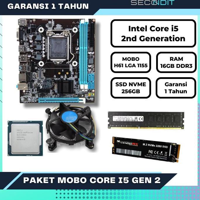 NEW paket motherboard pc intel core i5 ddr3 8gb ssd baru garansi 1 tahun