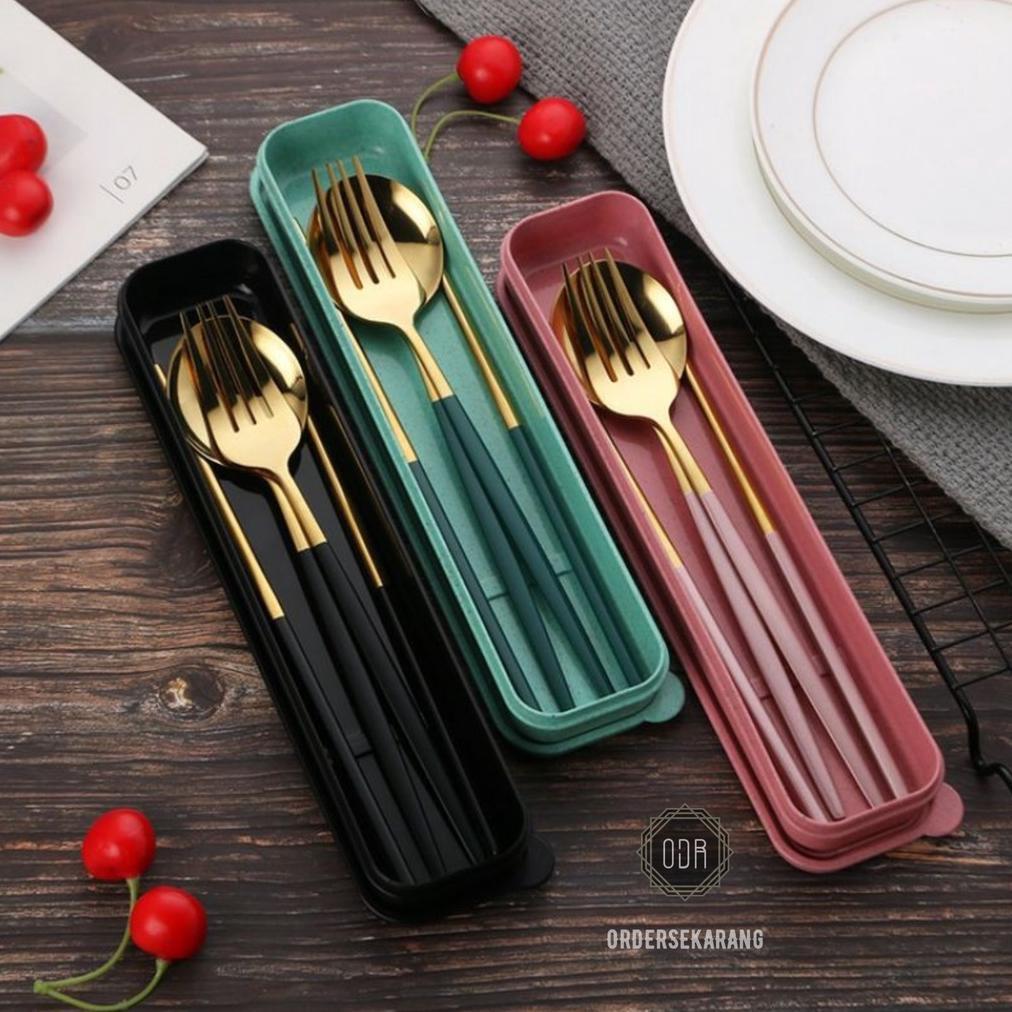 NEW ARRIVAL SENDOK GARPU SUMPIT KOREA SET FOOD STAINLESS STEEL TEBAL FOOD GRADE BOX ALAT MAKAN CUSTO
