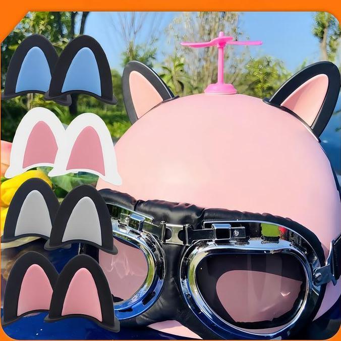 Hiasan Helm Telinga Kucing Aksesoris Wanita Mobil Listrik Sepeda Motor Hiasan Helm Sepeda Motor Akse