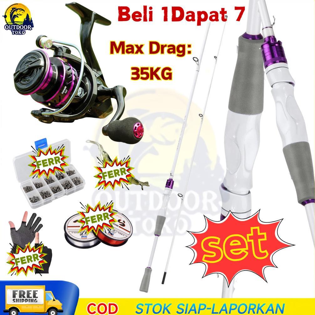 1 Set Joran Pancing Spinning & Casting 1.65M 1.80M Gagang Karbon Joran Casting Dengan Reel Pancing G