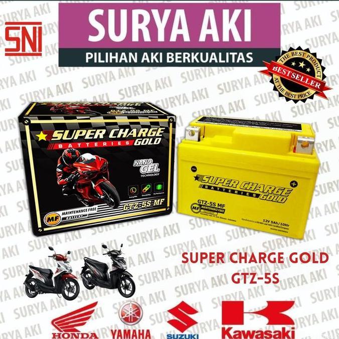 Aki KERING SUPERCHARGE GOLD GTZ5S Aki Aki Motor Vario 110 Beat ESP Scoopy FI FINO 110