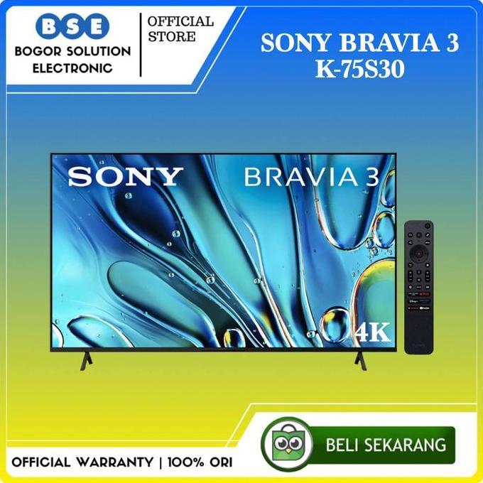 Google TV Sony 75S30 75 Inch 4K HDR TV Sony Bravia 3 K-75S30 75 Inci Sony S30 75"