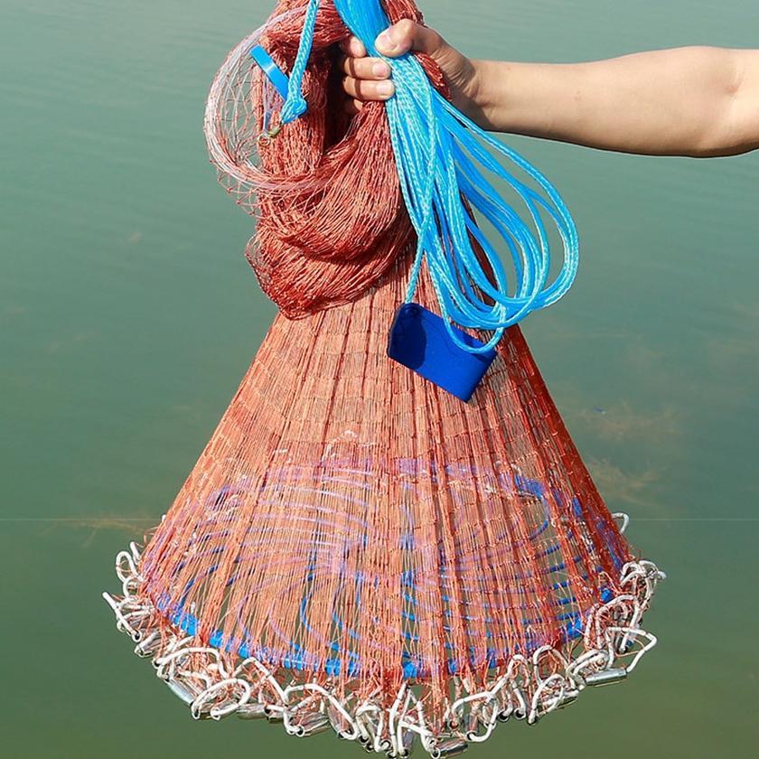 Jala Ikan Lempar Panjang 10m Jala Lempar Penangkap Ikan Udang dengan Piring Bulat Jaring Pancing Ika