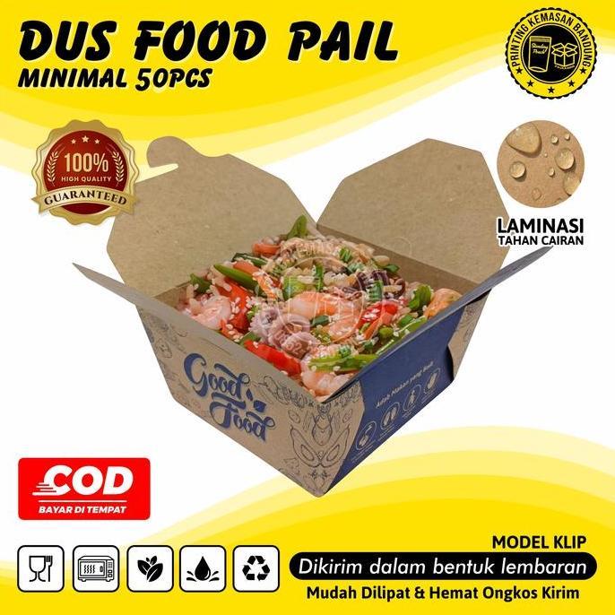 KOMARIJUILI - ( 50 PCS )FOOD PAIL MOTIF RICE BOX 290GSM PAPER LUNCH BOX KERTAS DUS MAKANAN TAKEAWAY 