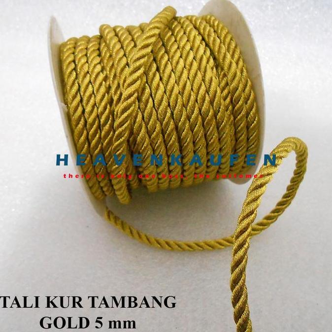 Tali Kur Tambang 5 mm Warna Emas Gold Harga Per Meter Untuk Tali Gorden Craft Dll