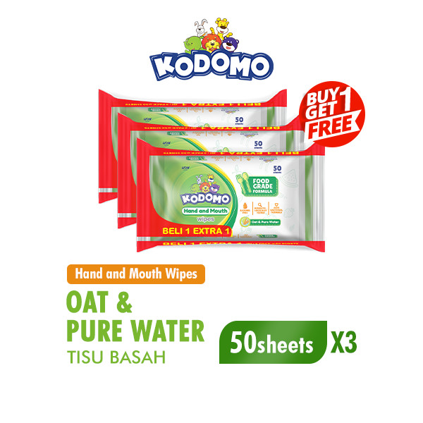 Kodomo Tisu Basah Hand and Mouth Bag Isi 50 Buy 1 Extra 1 x3