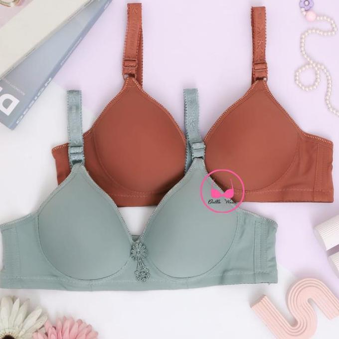 ( 3 PCS ) Bra TOYAZI Motif Polos Random Bra Cup B (SEDANG) JESSLYNS 719