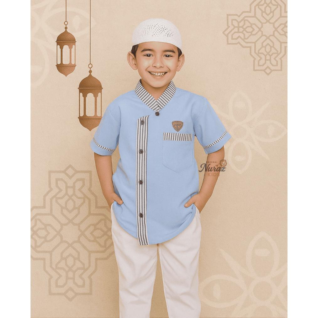 100% AMAN Nuraz kids - baju koko manasik haji anak laki laki usia 1-10 tahun setelan baju koko pakis