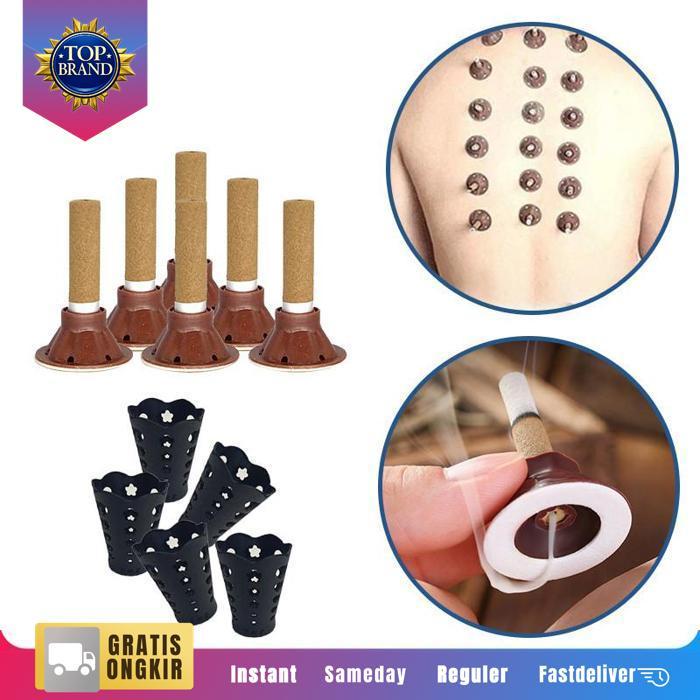 Moxa Stick Set (Dudukan + Isi Moxa) Smoke Akupuntur Moxa Moksa Tempel Moxa Herbal Batang Moksa