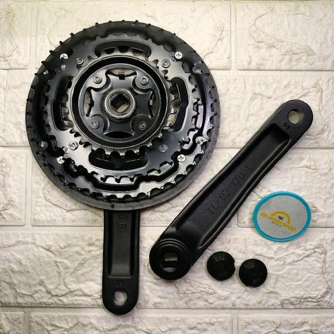 Crank 3 Speed OXO CW49 Lubang As BB Kotak Alloy 42T-34T-24T Gir Piringan Tengah Chainring Tumpuk Sus
