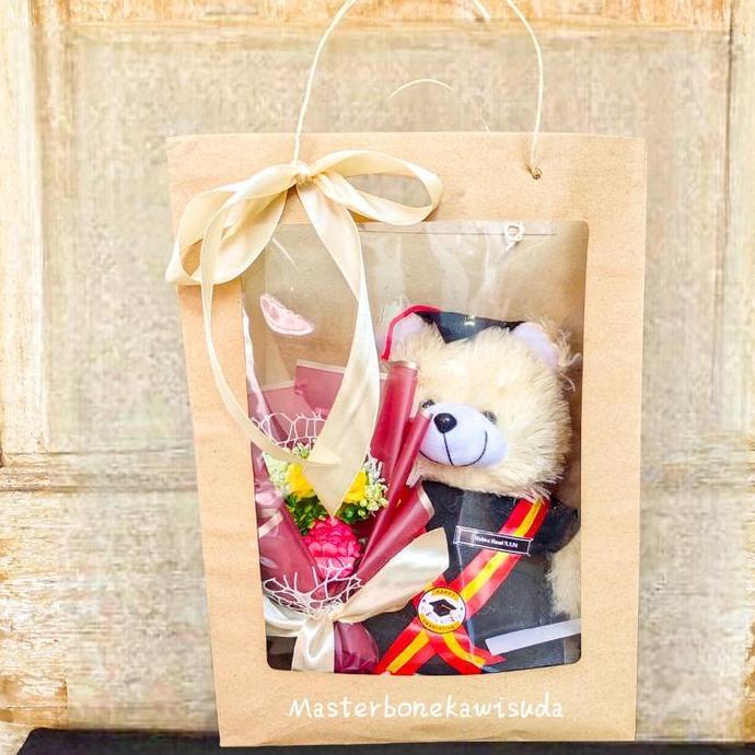 BB 30 cm Tas Hampers wisuda Tas mika boneka / buket bunga artificial/ kado wisuda  / tanpa buket uan