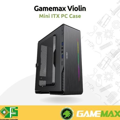 TERBARU - Casing Gaming M-ITX Gamemax Violin Black With ARGB LED Strip + PSU