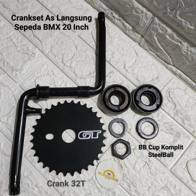 Ready Crank 32T Crankset Sepeda BMX 20 Gir Tengah As Langsung BB Besar Full Set ChainRing GT 32T