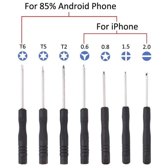 Ready 12 Pcs Alat Buka LCD HP Bongkar Layar Servis Iphone Android Obeng Set murah