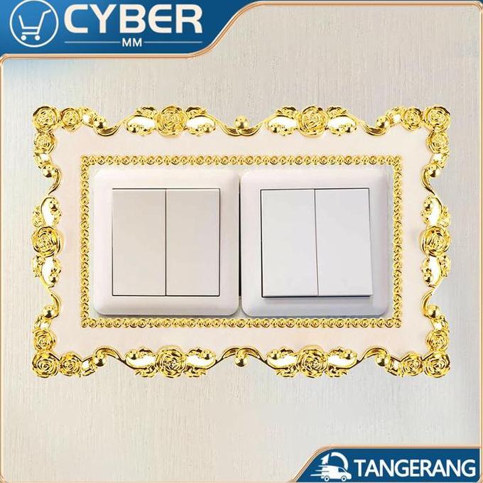 SYLVETI Tepi Mawar Bingkai Saklar Lampu warna Gold Frame Saklar Stiker Plastik