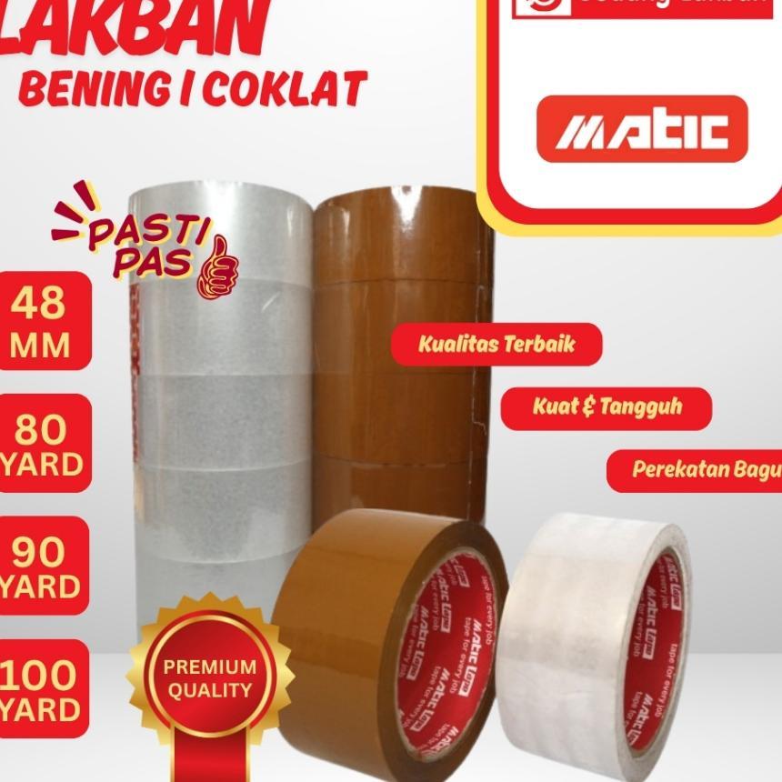 Matic Lakban Bening | Matic Lakban Coklat | 48Mm X 80Yard | 48Mm X 90Yard | 48Mm X 100Yard