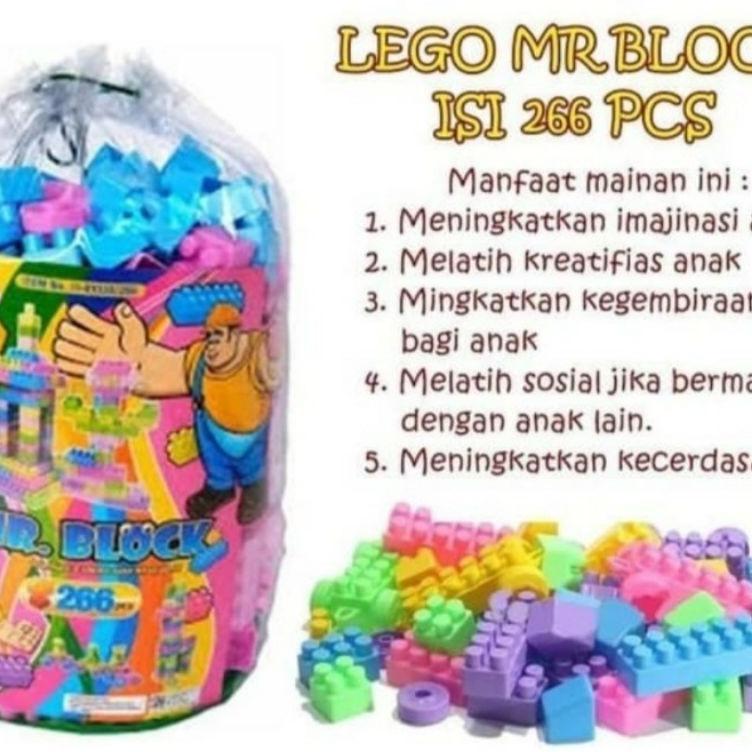 Mainan Mr Block 266Pcs Ukuran Besar - Mainan Lego Block Susun Balok
