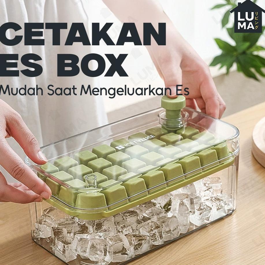 Cetakan Es Batu 28 56 Grid Transparan Box Silikon Tekan Otomatis Ice Cube Maker Freezer