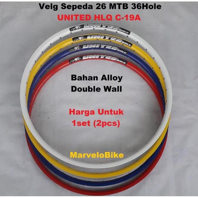 Ready Rim Velg Sepeda 26 MTB United 32/36 Hole