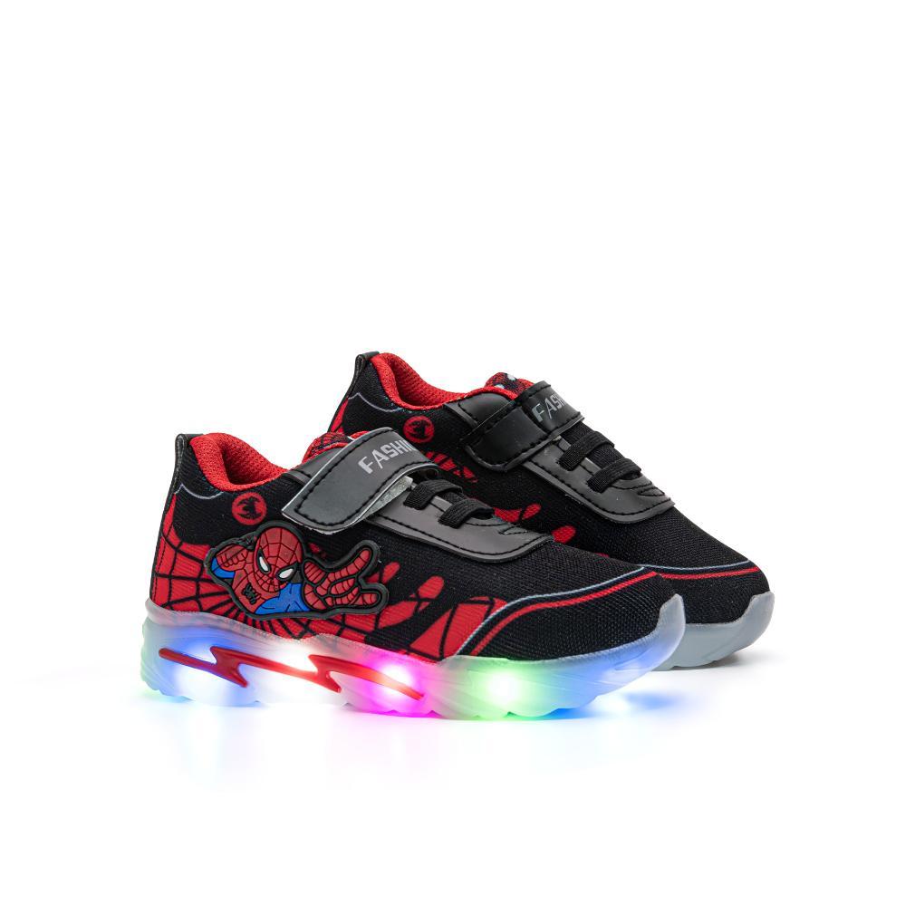 Bergaransi Sepatu Anak Laki-Laki Model Lampu Led / Sepatu Sneakers Anak Karakter Spider - Arkana