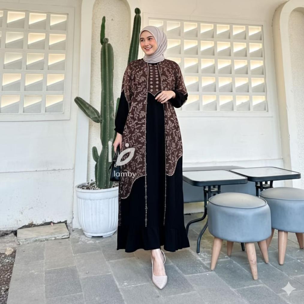 Anggun Dress Rayon Busui Lengan Panjang Homedress Jumbo Daster Batik Bawah Rempel adem Tebal