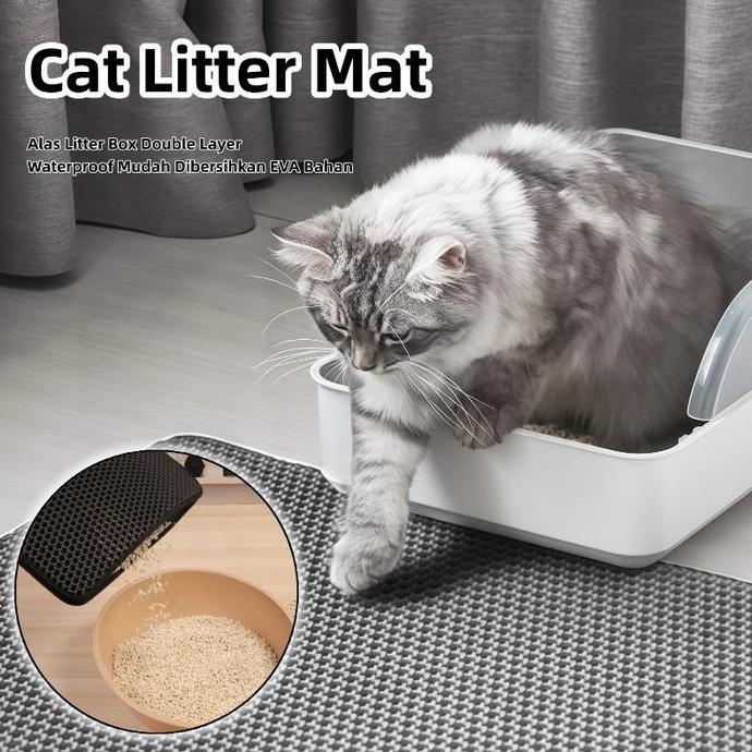 SYLVETI Karpet Pasir Kucing Keset Pasir Kucing Tikar pasir kucing EVA Lapisan Ganda Lipat Pet Litter