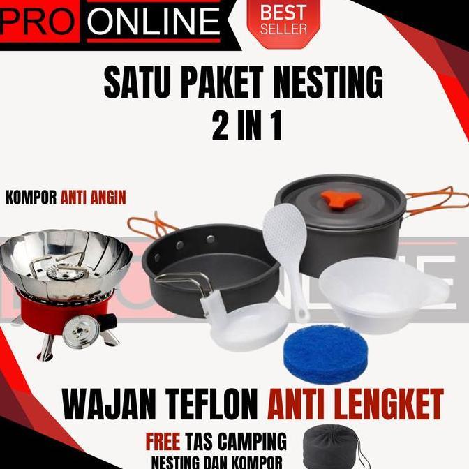 Escursio- Nesting Camping Oudoor - Paket Nesting Dan Kompor Windproof