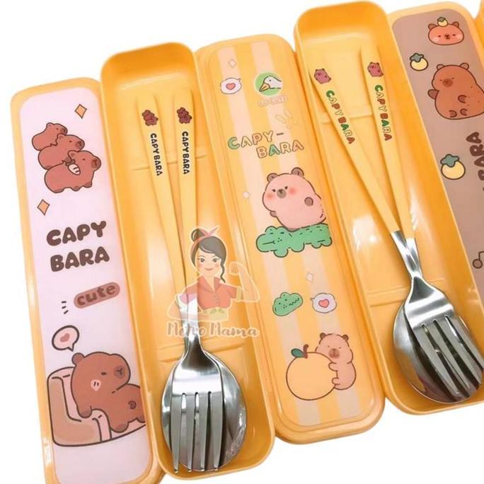 - Sendok Set Garpu Sumpit Alat Makan Stainless Sanrioo Grafir Labubu Model Korea