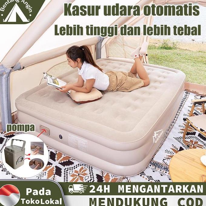 Escursio- Matras Kasur Angin Camping Kasur Angin Pompa Otomatis Kasur Pompa Lipat Kasur Tiup Queen K