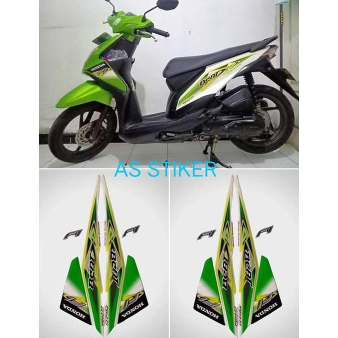 Stiker striping motor beat PGM Fi 2013 hijau full body original