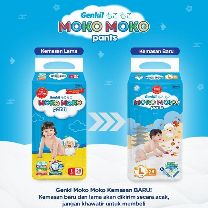 Popok Celana Genki Moko Moko Pants Nbs38 M3234 L28 L30 Xl26 Xxl24 Mokomoko Popok Bayi Sekali Pakai D