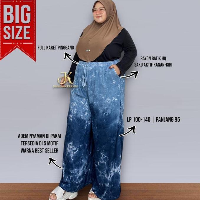 Celana Kulot Batik Bahan Rayon Premium Jumbo Free Bros By Juragan Klambi Muslim, Wanita, Panjang, Ba