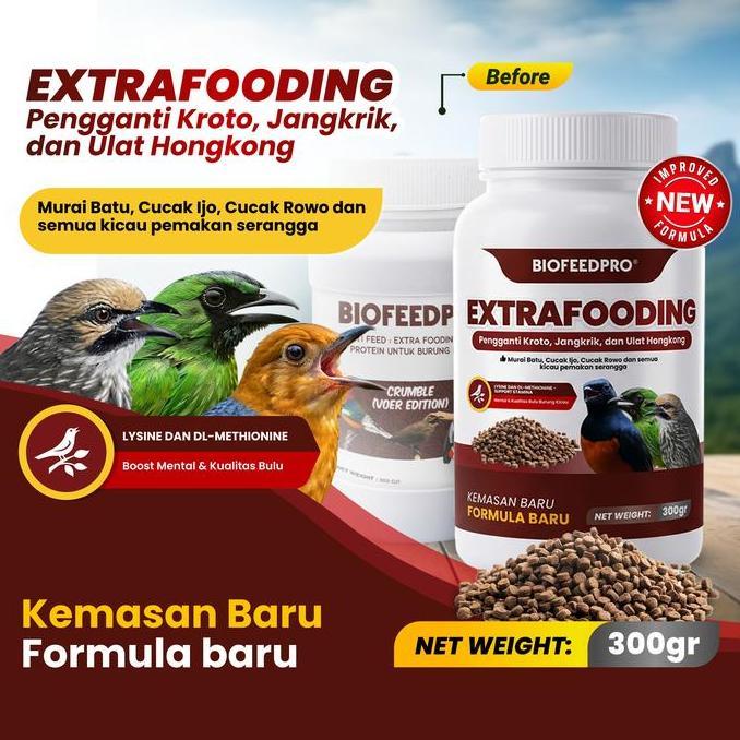 [EXTRA 20%] ExtraFooding 300gr Kicau Gacor Pengganti Kroto, Jangkrik, Ulat Hongkong | Crumble Voer V