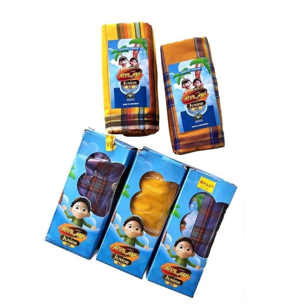VALUE PACK Sarung Anak ATLAS Junior SD SMP Polos Hitam Putih Warna Kotak Kecil Kids Laki Cowo Cowok 