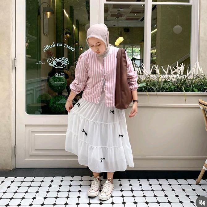 Rok Midi Coquette Full Furing Ceruti Eksklusif Wanita Muslimah BTCSOLO Panjang Jumbo Besar Premium -