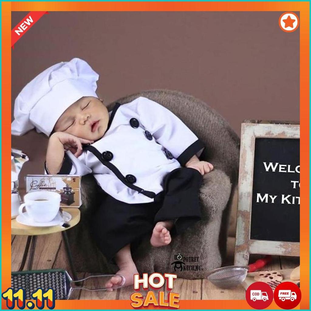 Baju Koki Chef Anak Laki Laki Kostum Foto Bayi Newborn Photoshoot [J6]