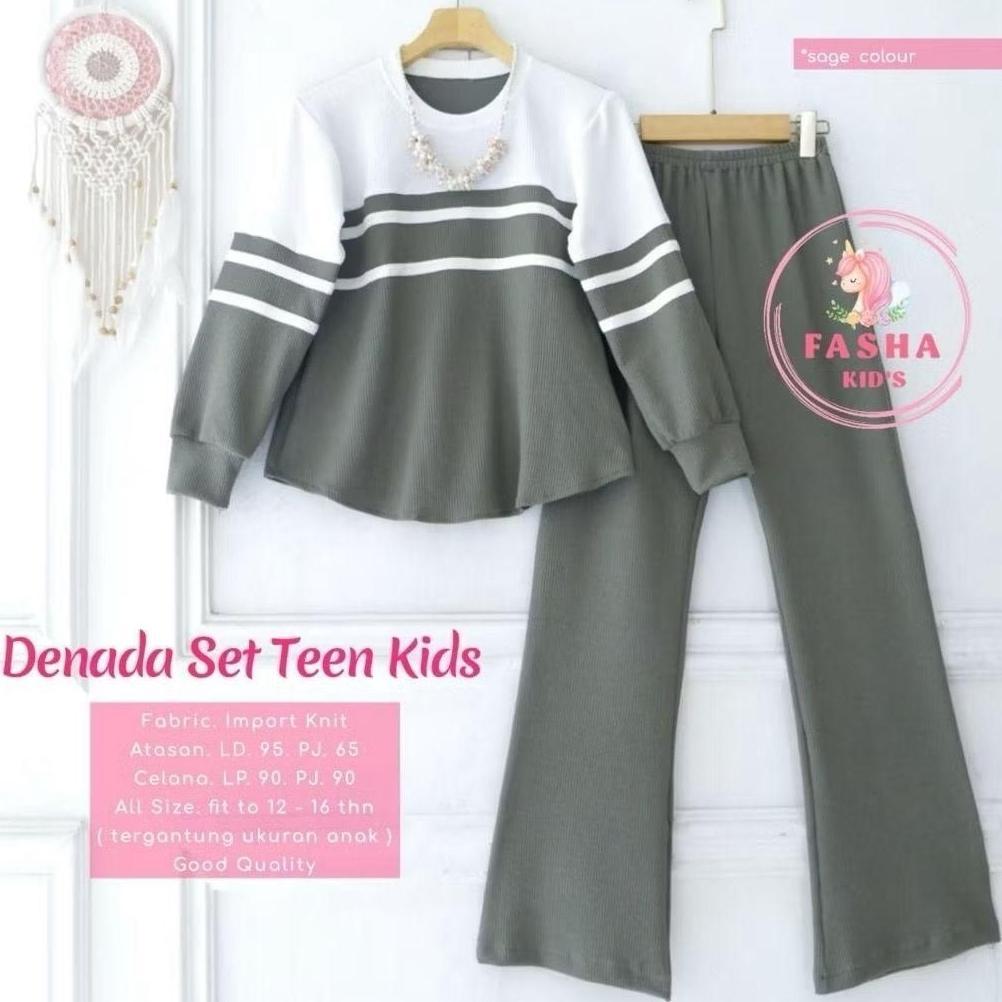 KUALITAS SUPER DENADA SET KIDS ( 3 TAHUN - 13 TAHUN ) CRINCLE // SETELAN DENADA // SETELAN GARIS GAR