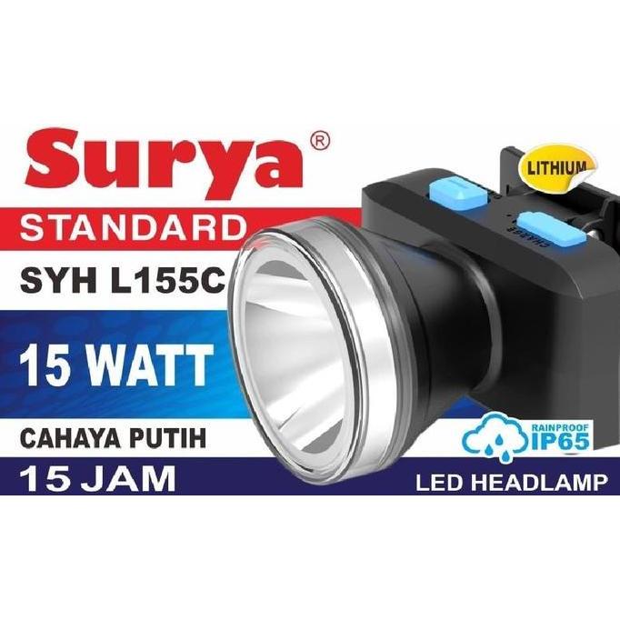 SENTER KEPALA SURYA L155C WATERPROOF IP65 15WATT 15JAM PUTIH