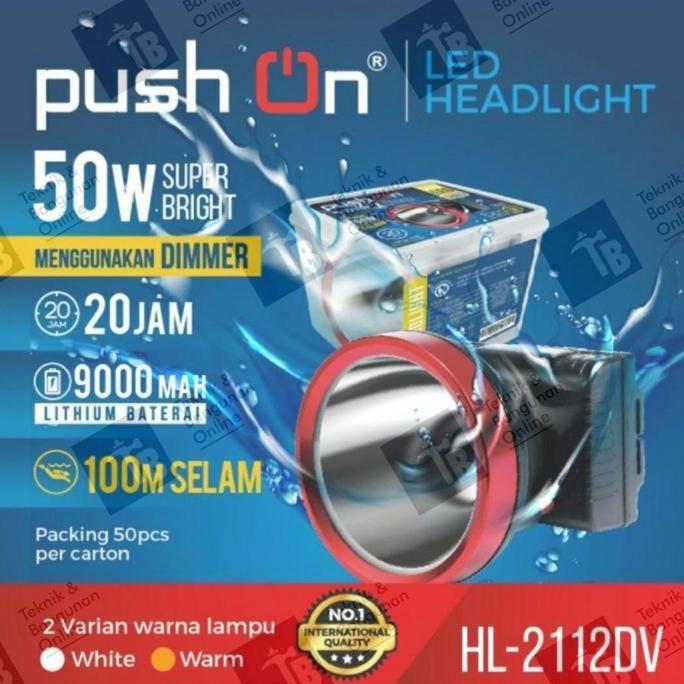 Senter Kepala Selam 50 Watt ORIGINAL PUSH ON LED Headlight 50 W