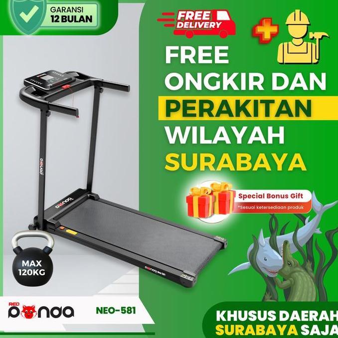 Free Ongkir + Rakit Surabaya Sekitar - Treadmill Listrik RedPanda 581