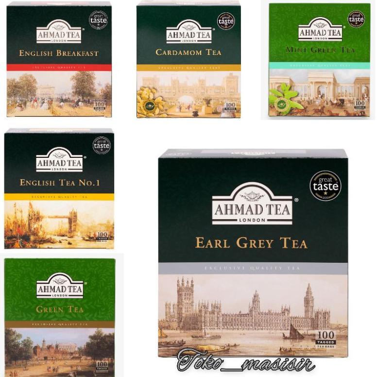 Ahmad Tea 100 Teabags(Kantong) - Earl Grey Bargamot English Breakfast Cardamom Kapulaga English No.1