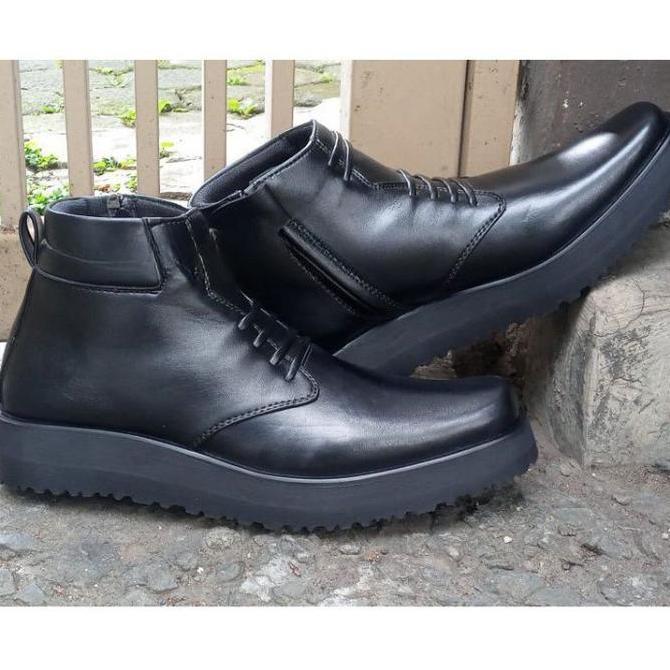 Sepatu PDH polri perwira tni security terbaru 2022 Sol Tebal kulit sapi dop semir Realpicture