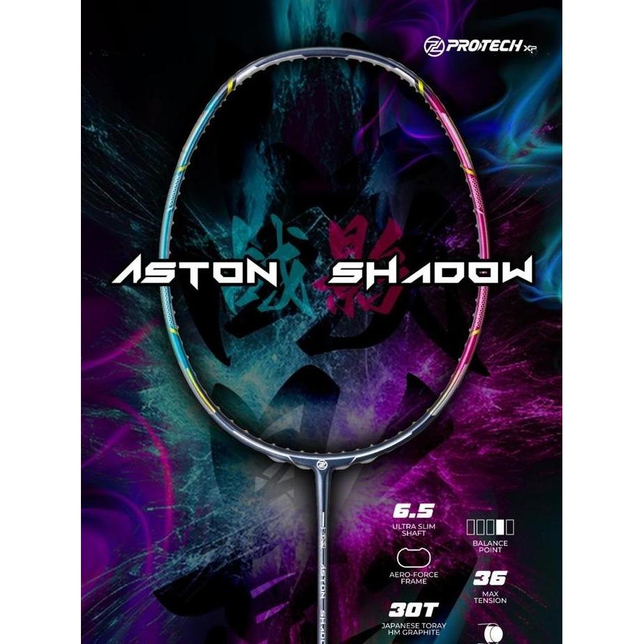 ranjedimans - raket badminton protech badminton racket - aston shadow (3u/4u) (max 36lbs)