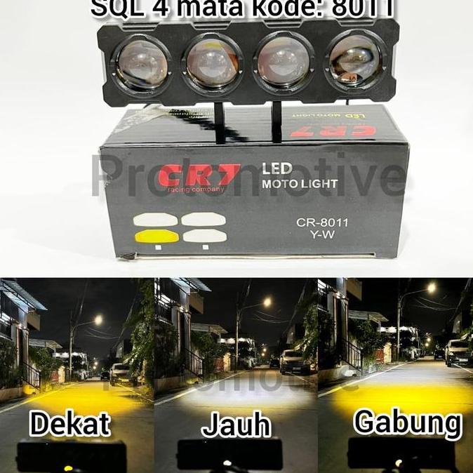CR7 Lampu Tembak 4 Mata LED CR8011 Full Aluminum Waterproof High Low Kuning putih