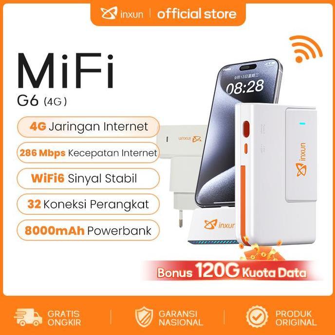 Berosa_shop - COD Bonus 120GB 12 Bulan Kartu Perdana XINXUN G6 PocketWifi dan Powerbank modem wifi  