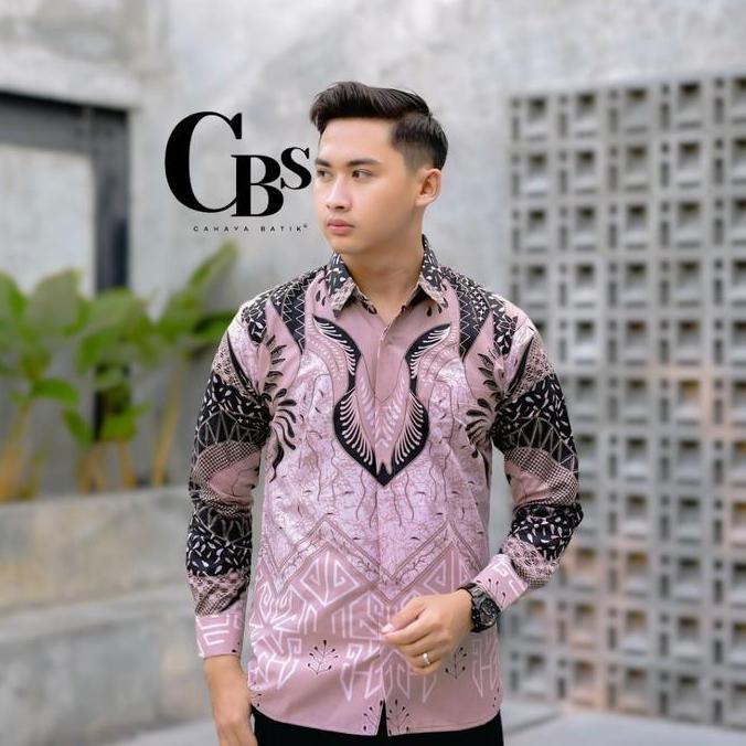 4indrashoppp - Kemeja Batik Pria Motif Cakrawangsa Soft Pink Lengan Panjang Slimfit Premium Bahan Ka