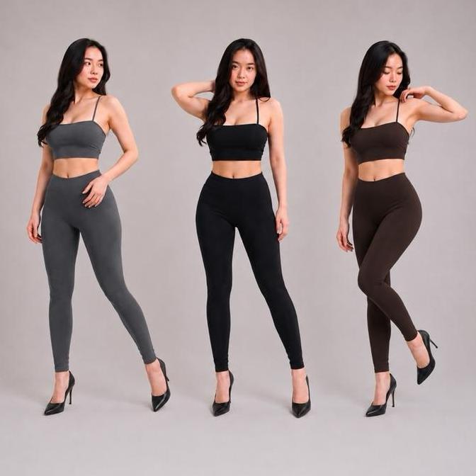 Legging HW Wanita/Legging Lembut/Legging Panjang/Legging Tebal/HW Hitam Lembut Nyaman Putih