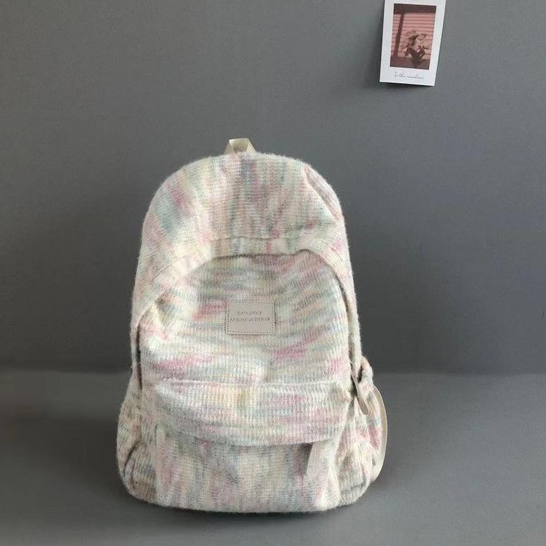 Pelangi mewah rajutan tas olah wanita Jepang tas bahu mini ransel siswa fashion bag kuliah Import ba