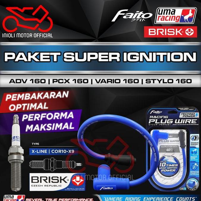 Grosir Paket Upgrade Busi Iridium Kabel Cop Busi Coil Injeksi Uma Racing Faito Brisk Vario 160 Adv 1