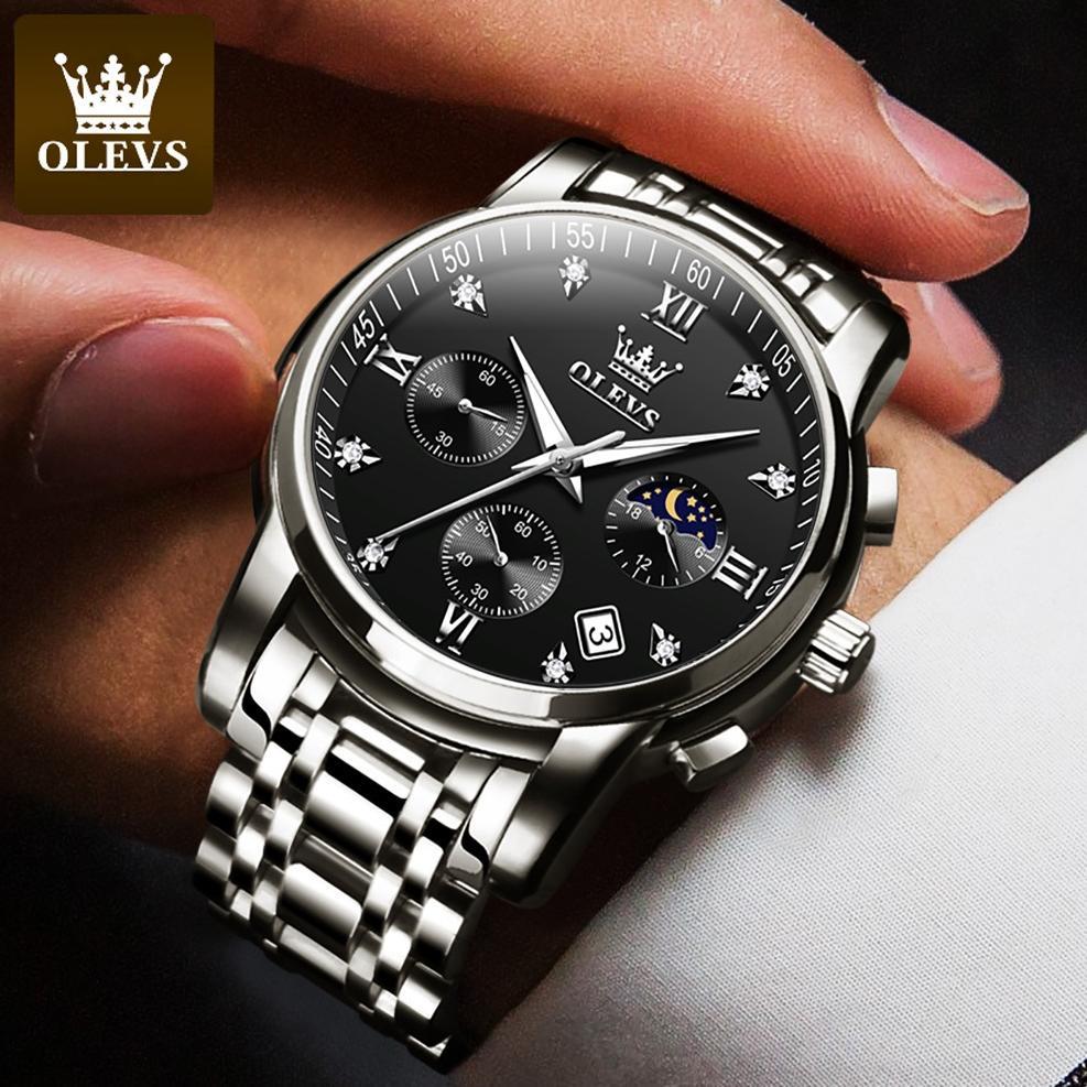 Murah Olevs Jam Tangan Pria Anti Air Original Stainless Steel Chrono Aktif Cowok Luminous Kalender A